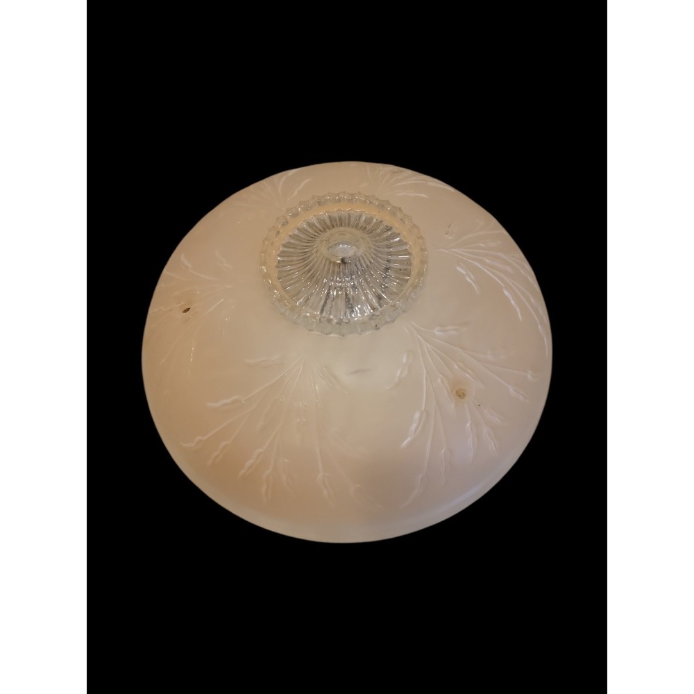 Vintage Heavy Glass Ceiling Light Shade/Globe Cover  Leaf  Pattern 10.25
